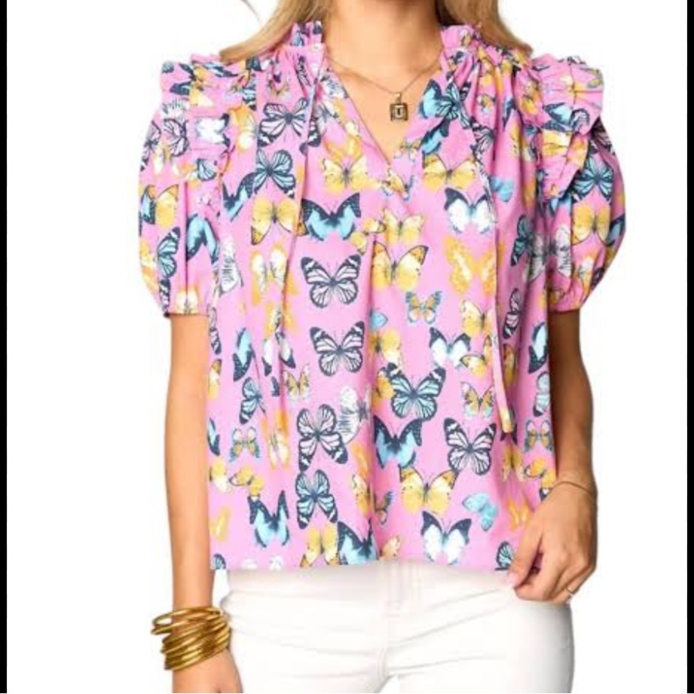 Buddy Love Pink Butterfly Blouse